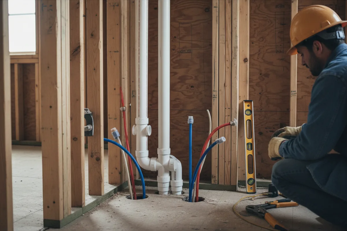 Drain and supply rough-in during Garbage Disposal Repair in Madison